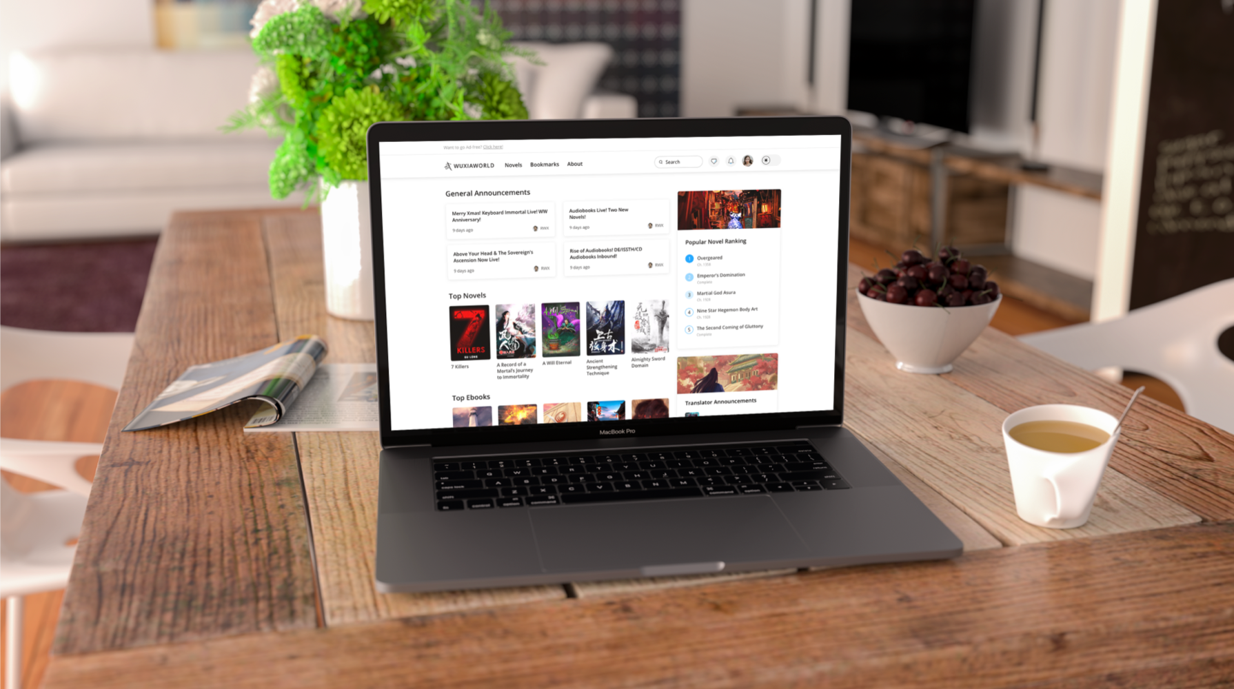 Wuxiaworld Site on Computer
